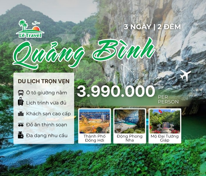 Tour du lịch  Hà Nội - Quảng Bình 3 ngày 3 đêm bằng ô tô 2026